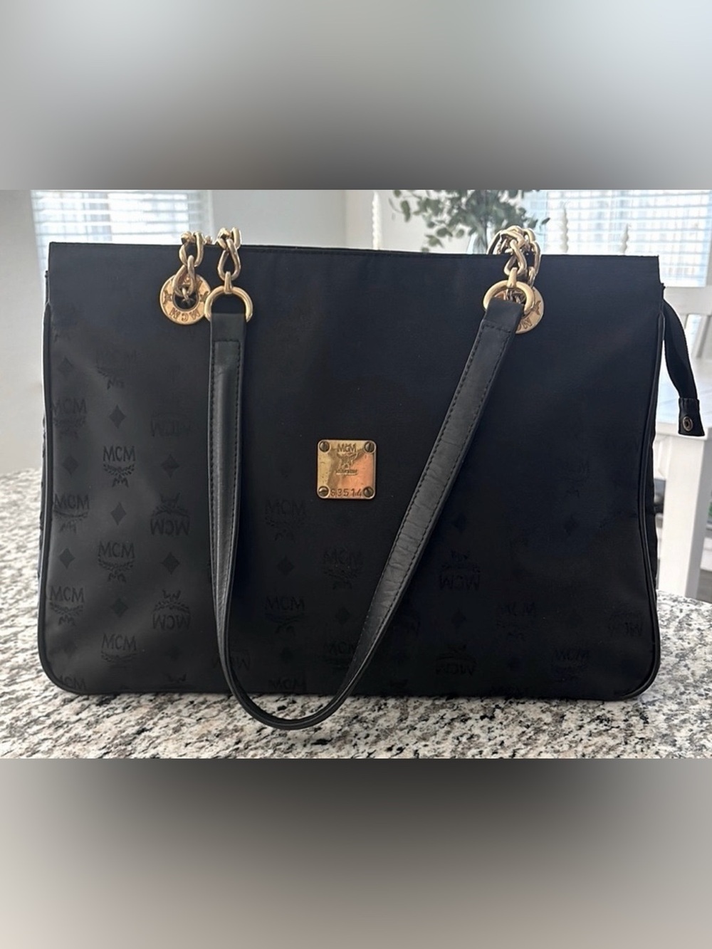 EUC - MCM Black Nylon Visetos Shoulder Tote Bag